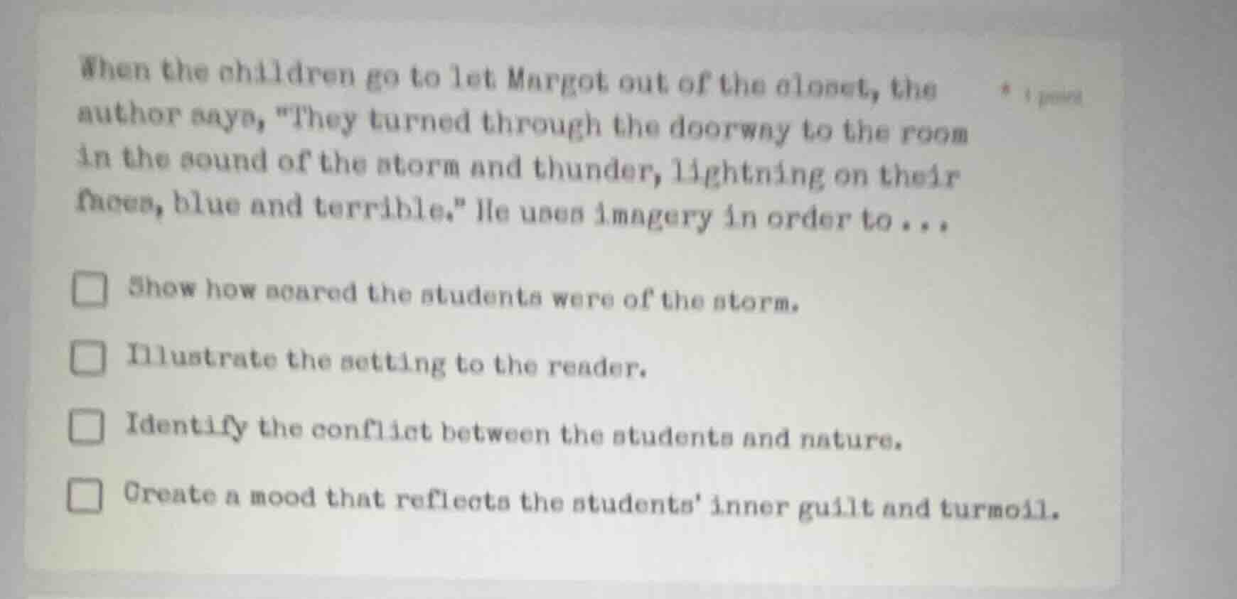 when the children go to let margot out of the closet, the author says, …