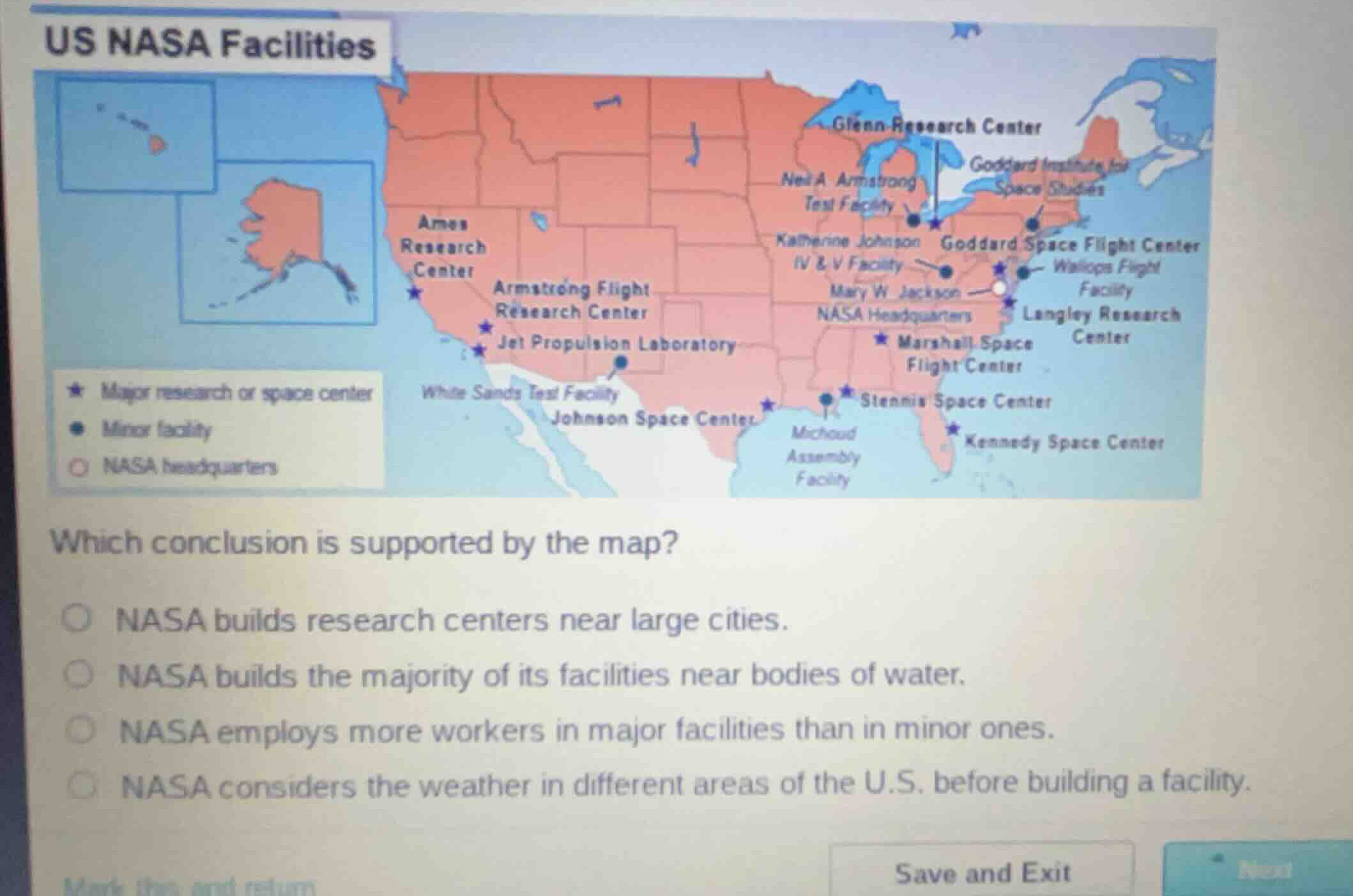 us nasa facilities which conclusion is supported by the map? nasa build…