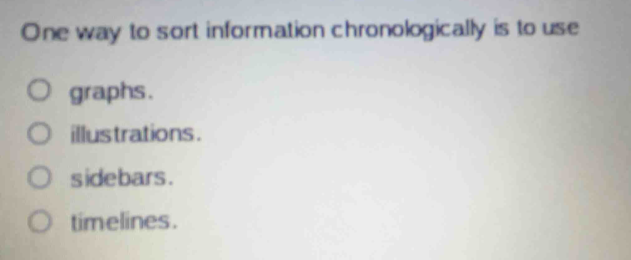 one way to sort information chronologically is to use graphs. illustrat…