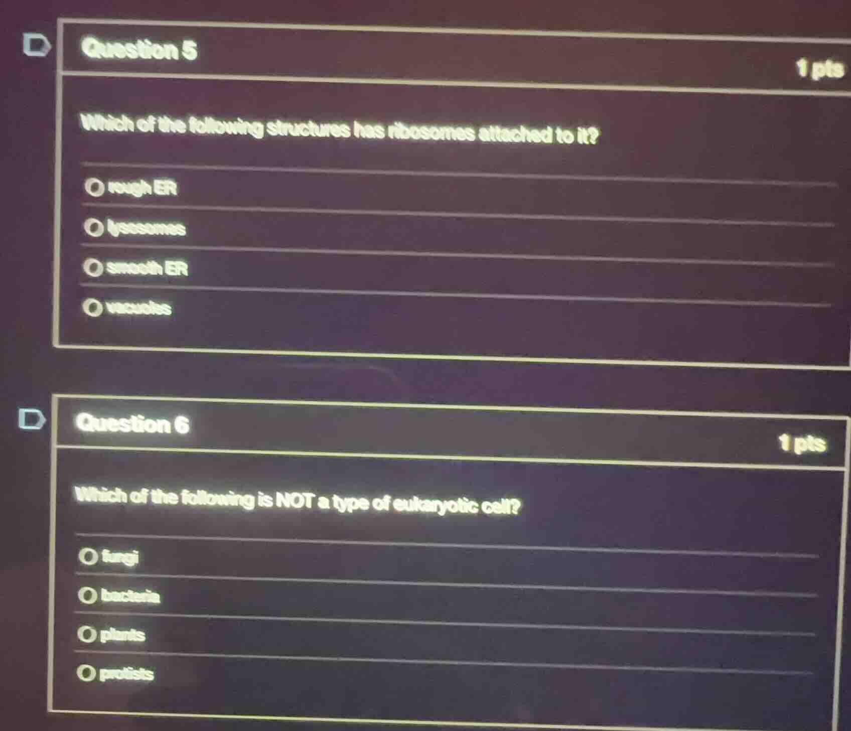 question 5 which of the following structures has ribosomes attached to …