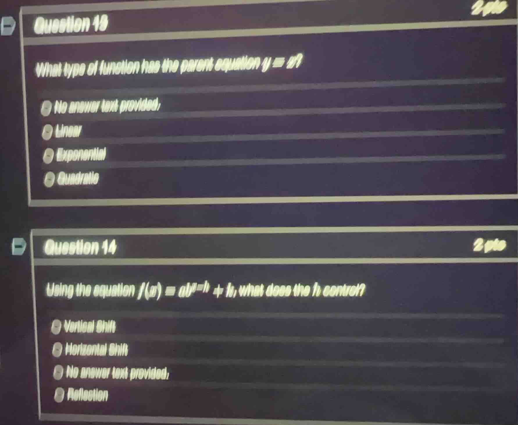 question 13 what type of function has the parent equation \\(y = x^2\\)…