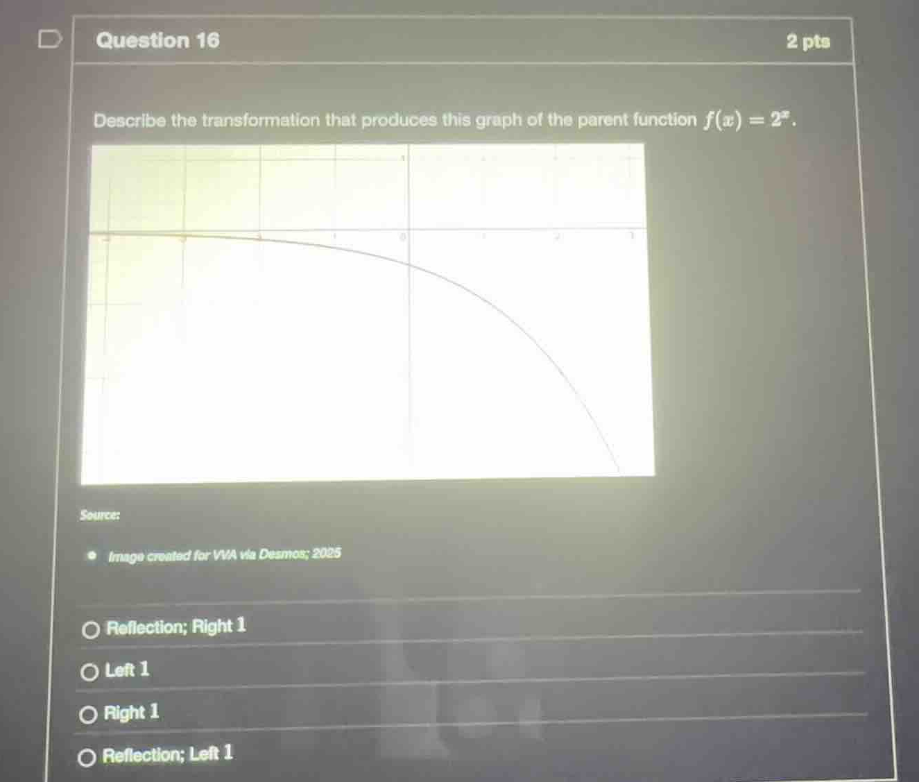 question 16 2 pts describe the transformation that produces this graph …