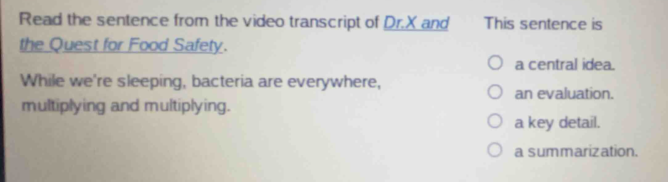 read the sentence from the video transcript of dr. x and the quest for …
