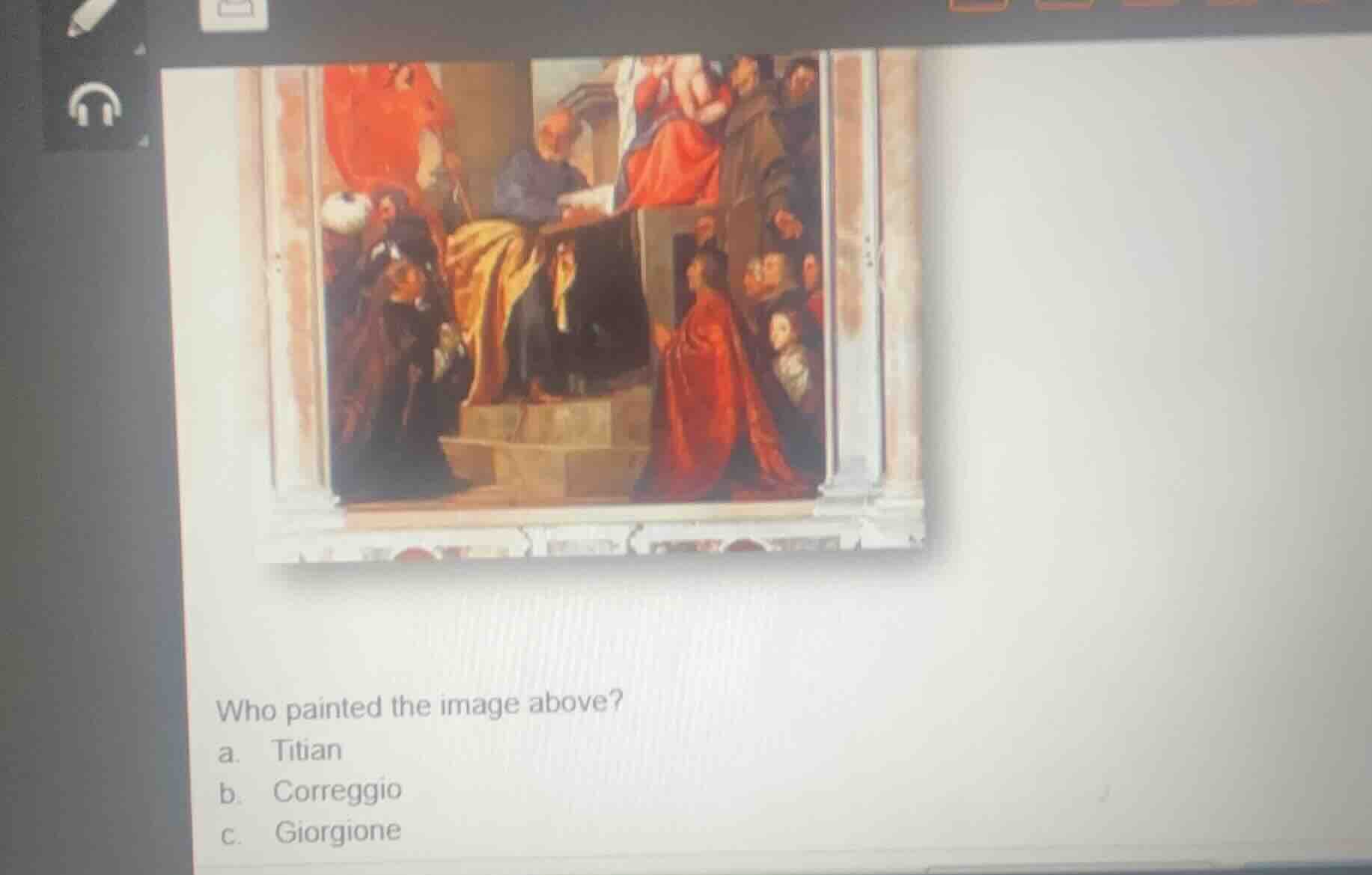 who painted the image above? a. titian b. correggio c. giorgione