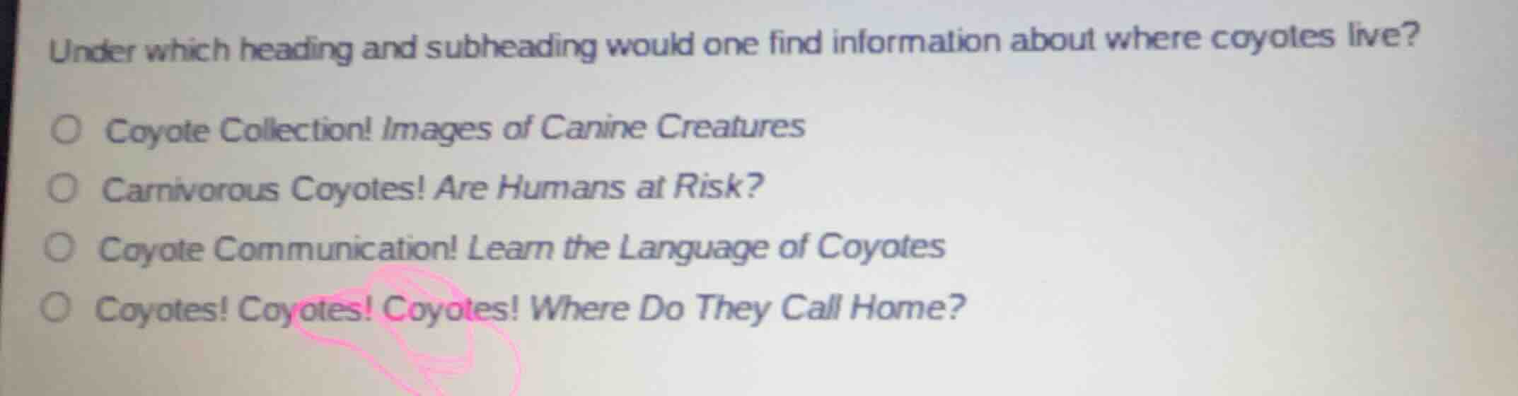 under which heading and subheading would one find information about whe…