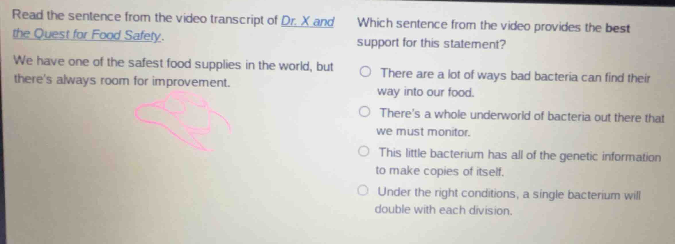 read the sentence from the video transcript of dr. x and the quest for …