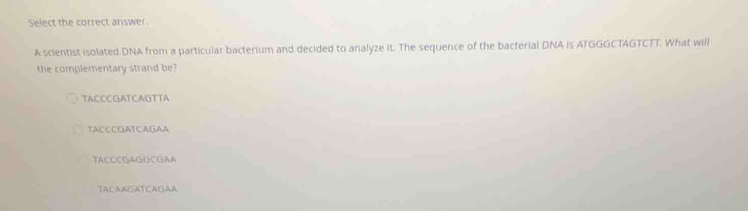 select the correct answer. a scientist isolated dna from a particular b…