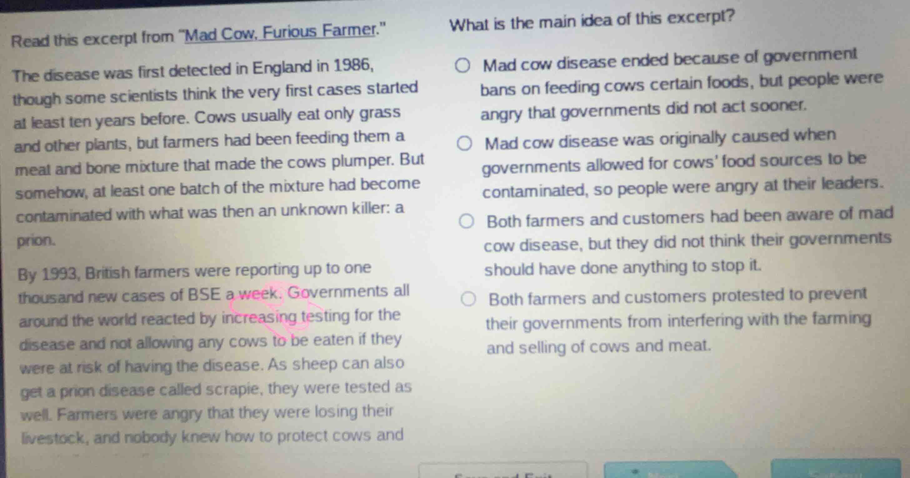 read this excerpt from \mad cow, furious farmer.\ the disease was first…