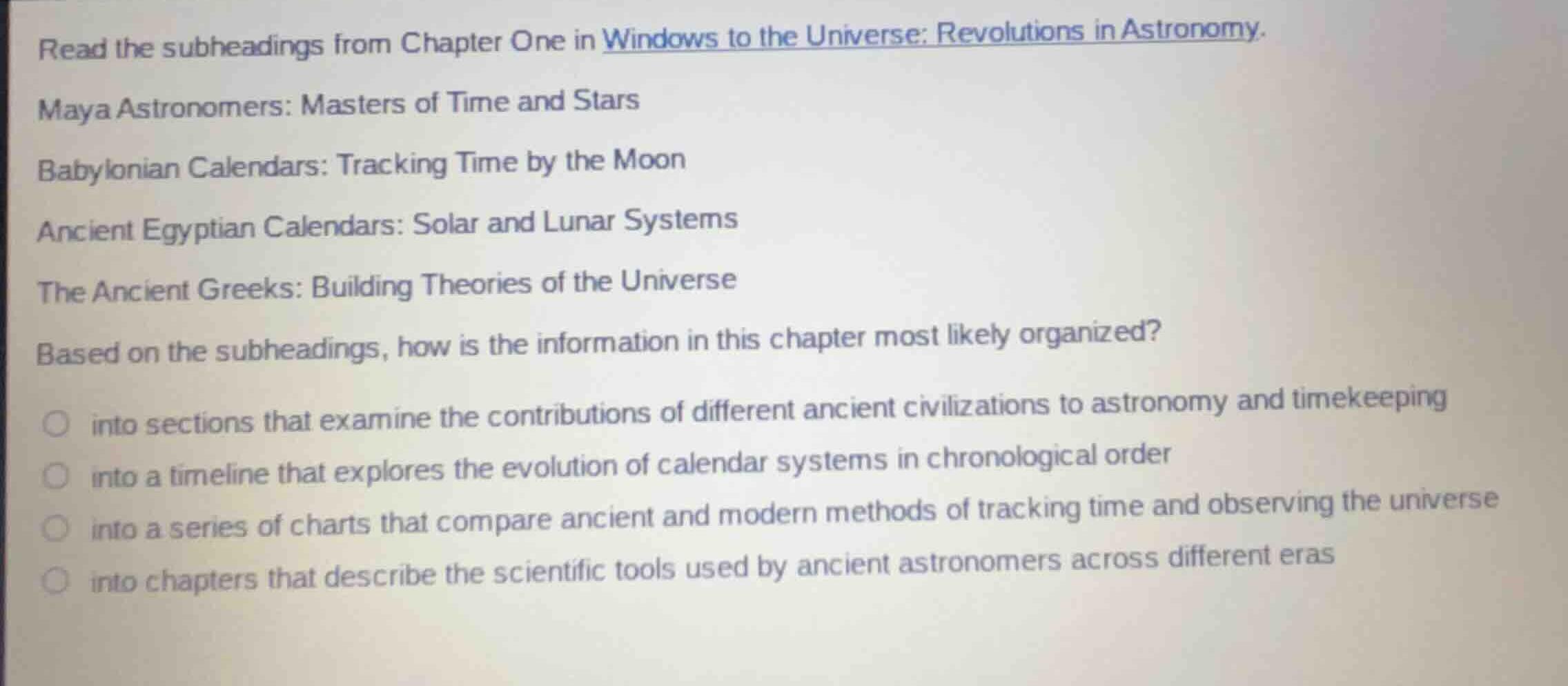 read the subheadings from chapter one in windows to the universe: revol…