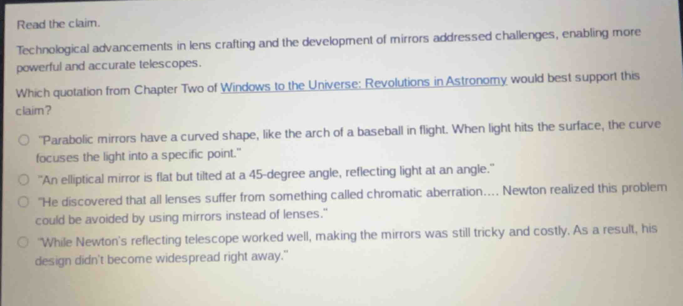 read the claim. technological advancements in lens crafting and the dev…