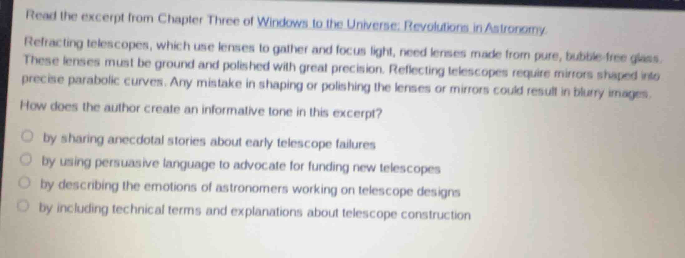 read the excerpt from chapter three of windows to the universe: revolut…