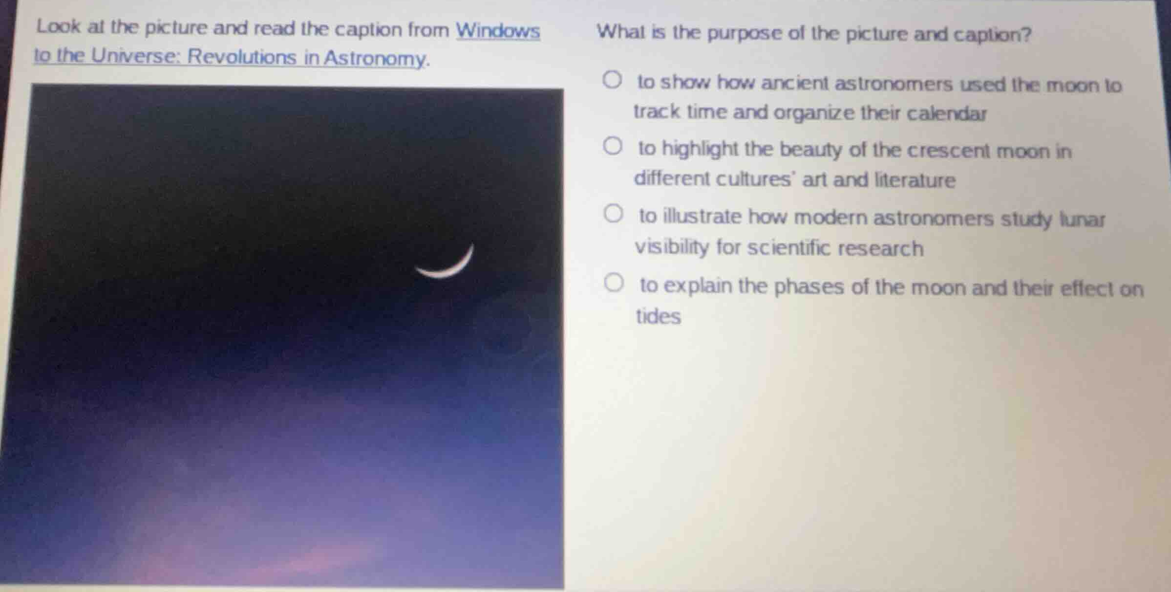 look at the picture and read the caption from windows to the universe: …