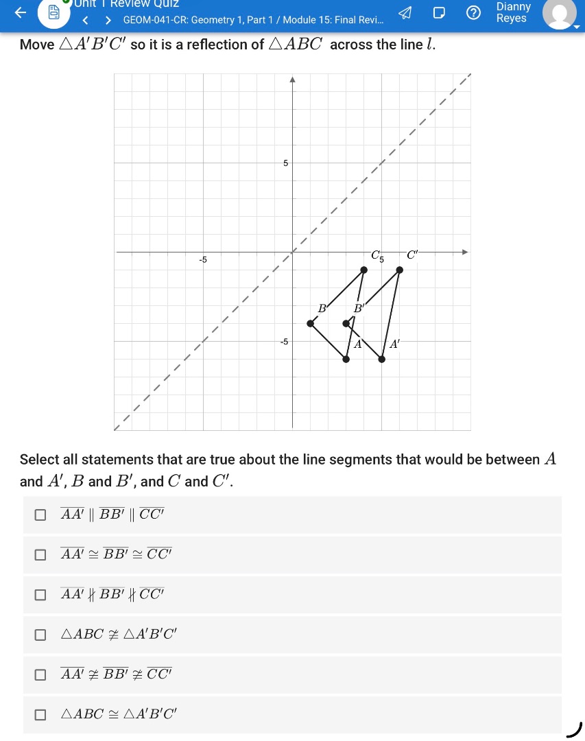 move \\(\\triangle abc\\) so it is a reflection of \\(\\triangle abc\\)…