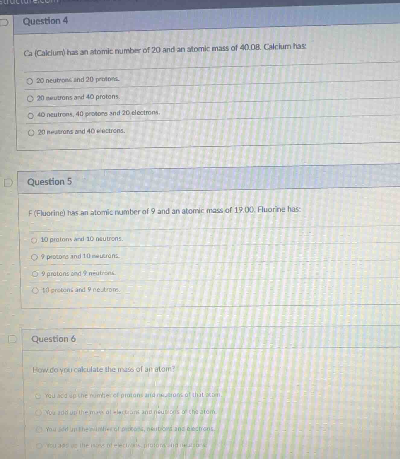 question 4 ca (calcium) has an atomic number of 20 and an atomic mass o…