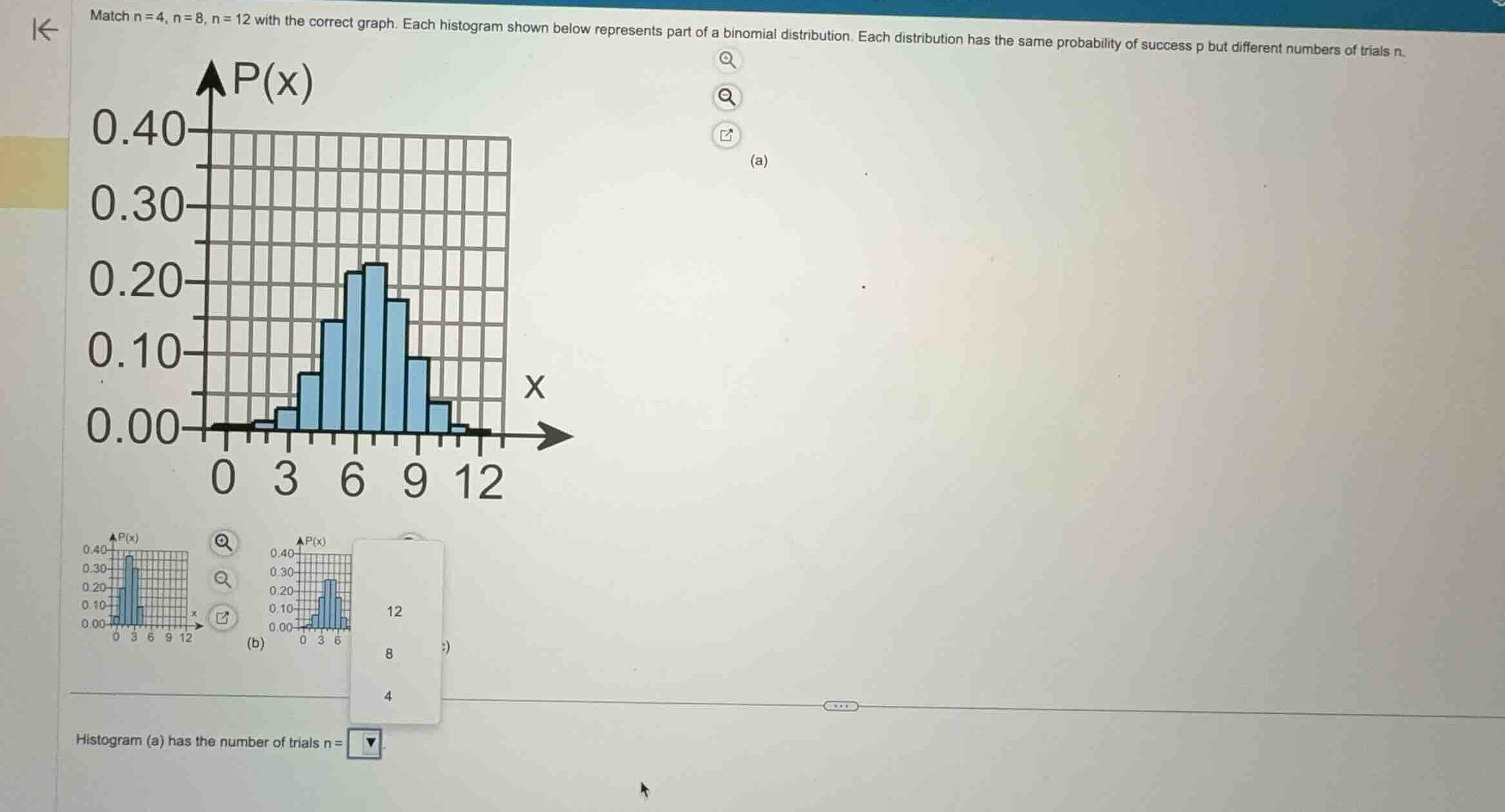 match \\(n = 4\\), \\(n = 8\\), \\(n = 12\\) with the correct graph. ea…