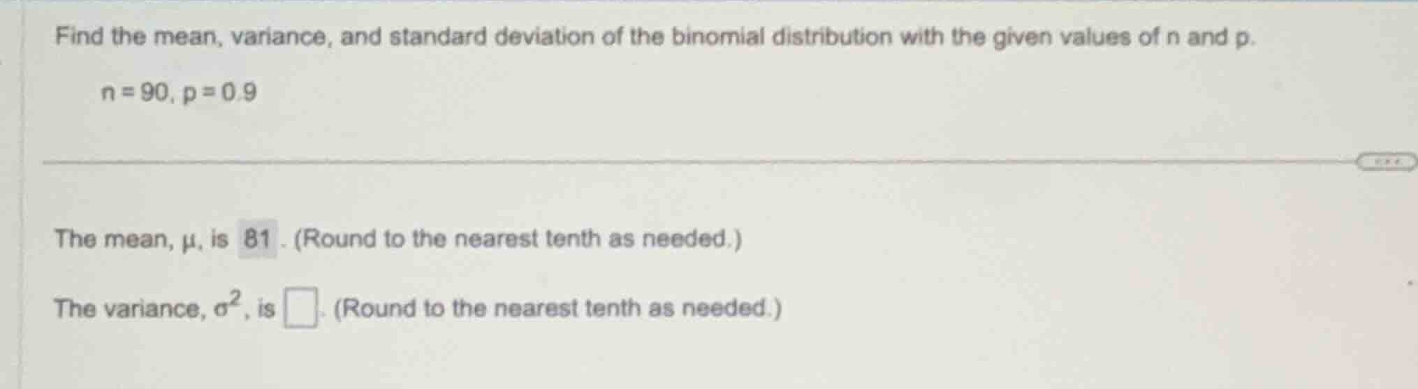 find the mean, variance, and standard deviation of the binomial distrib…