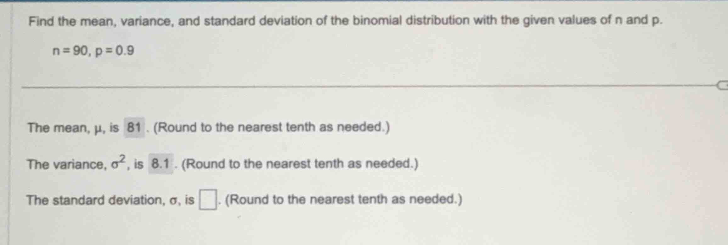 find the mean, variance, and standard deviation of the binomial distrib…