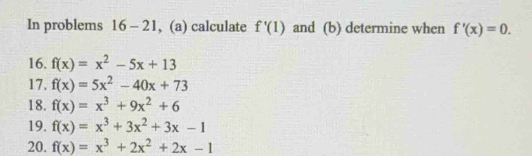 in problems 16-21, (a) calculate \\(f(1)\\) and (b) determine when \\(f…