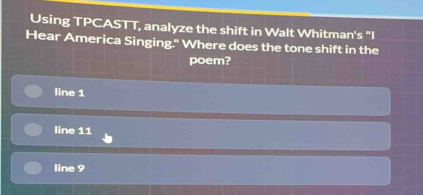 using tpcastt, analyze the shift in walt whitmans \i hear america singi…