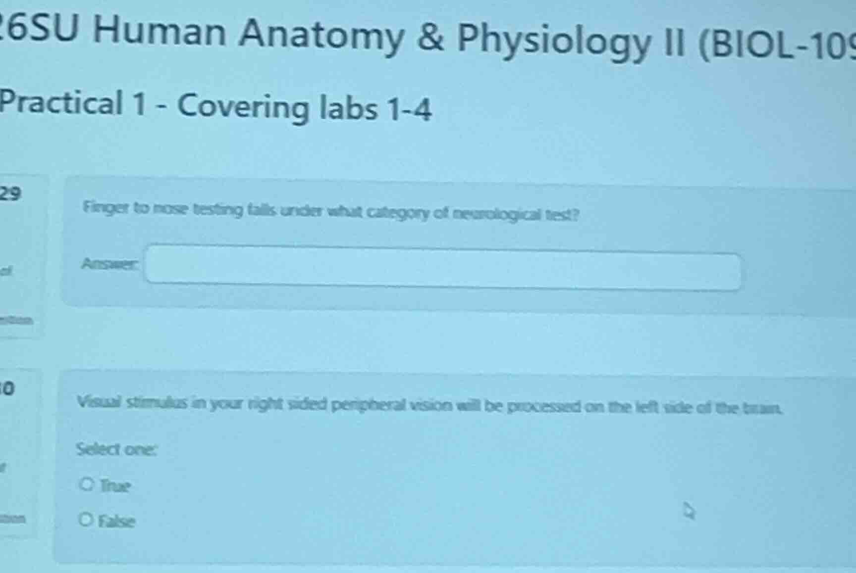 26su human anatomy & physiology ii (biol-109) practical 1 - covering la…