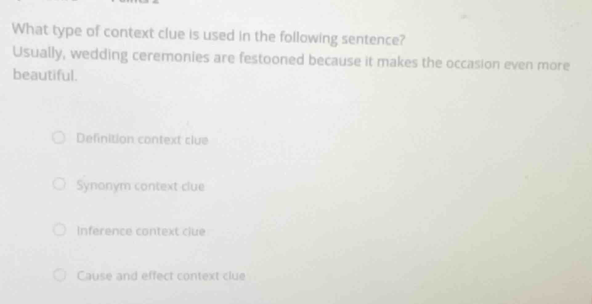 what type of context clue is used in the following sentence? usually, w…