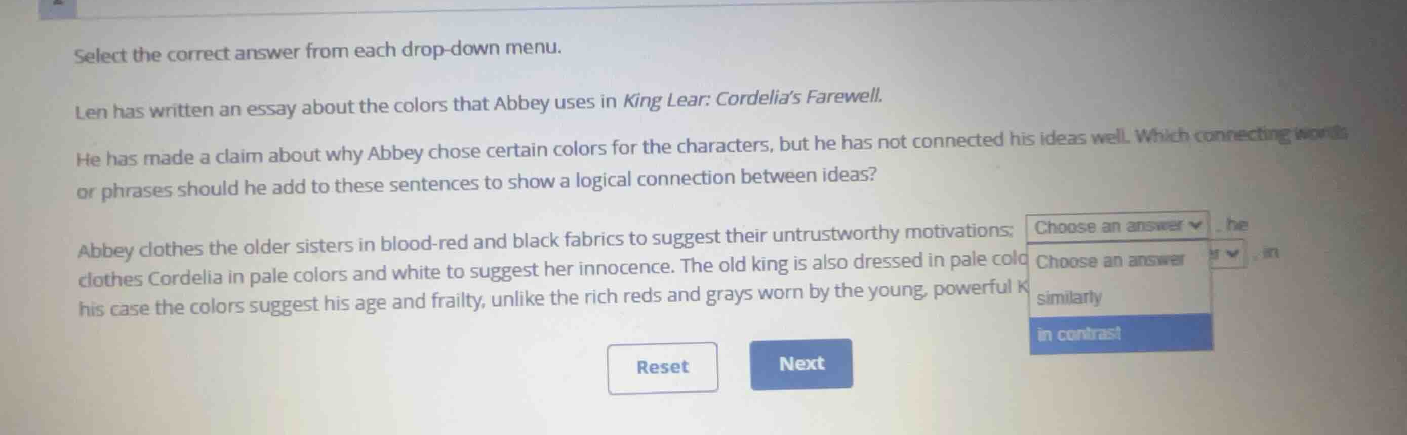 select the correct answer from each drop-down menu. len has written an …