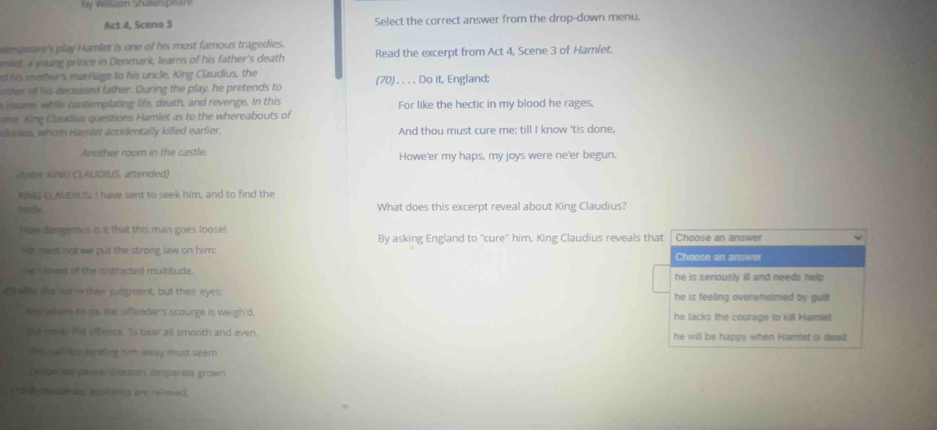 select the correct answer from the drop-down menu. read the excerpt fro…