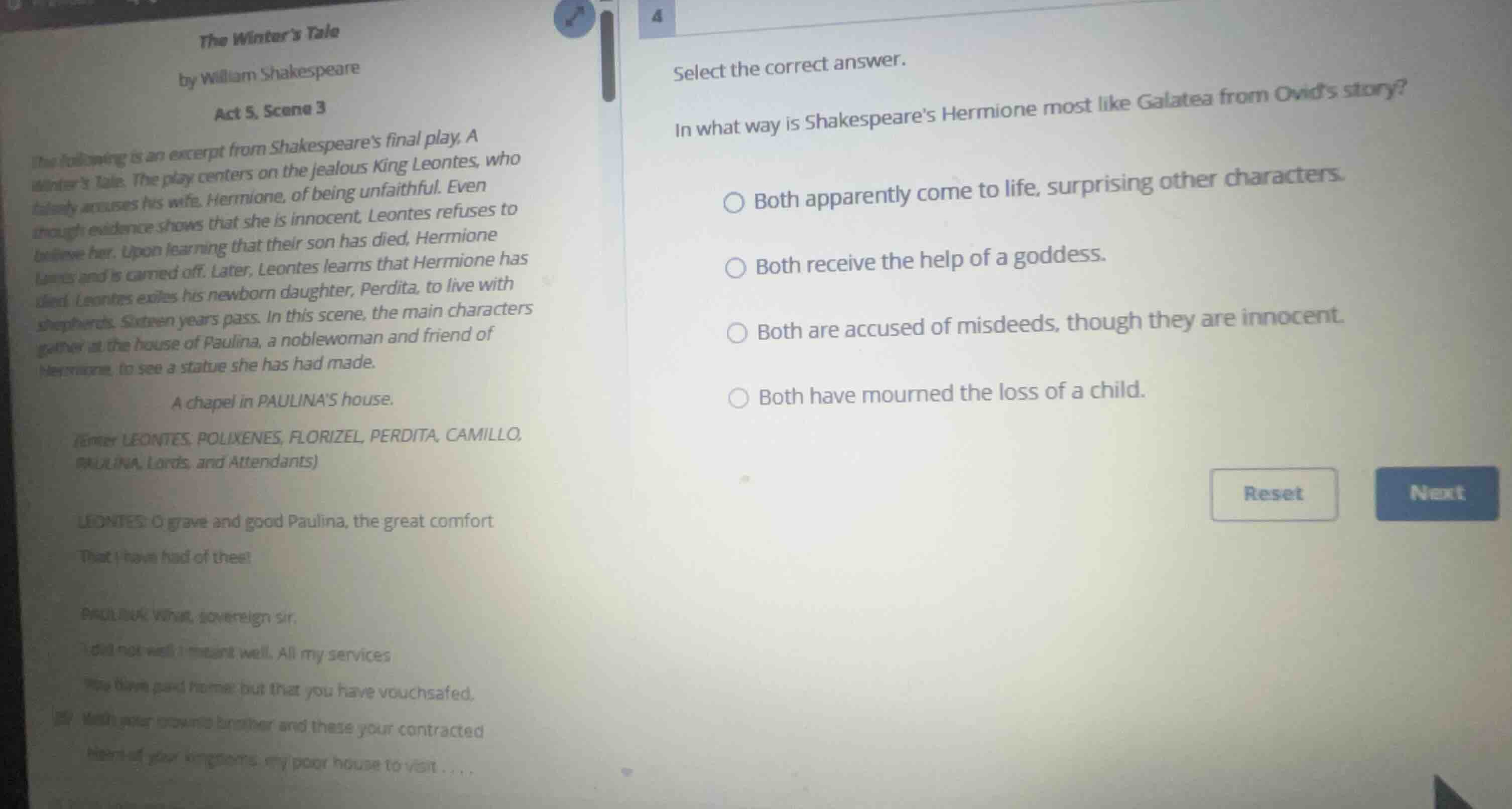 the winters tale by william shakespeare act 5, scene 3 the following is…