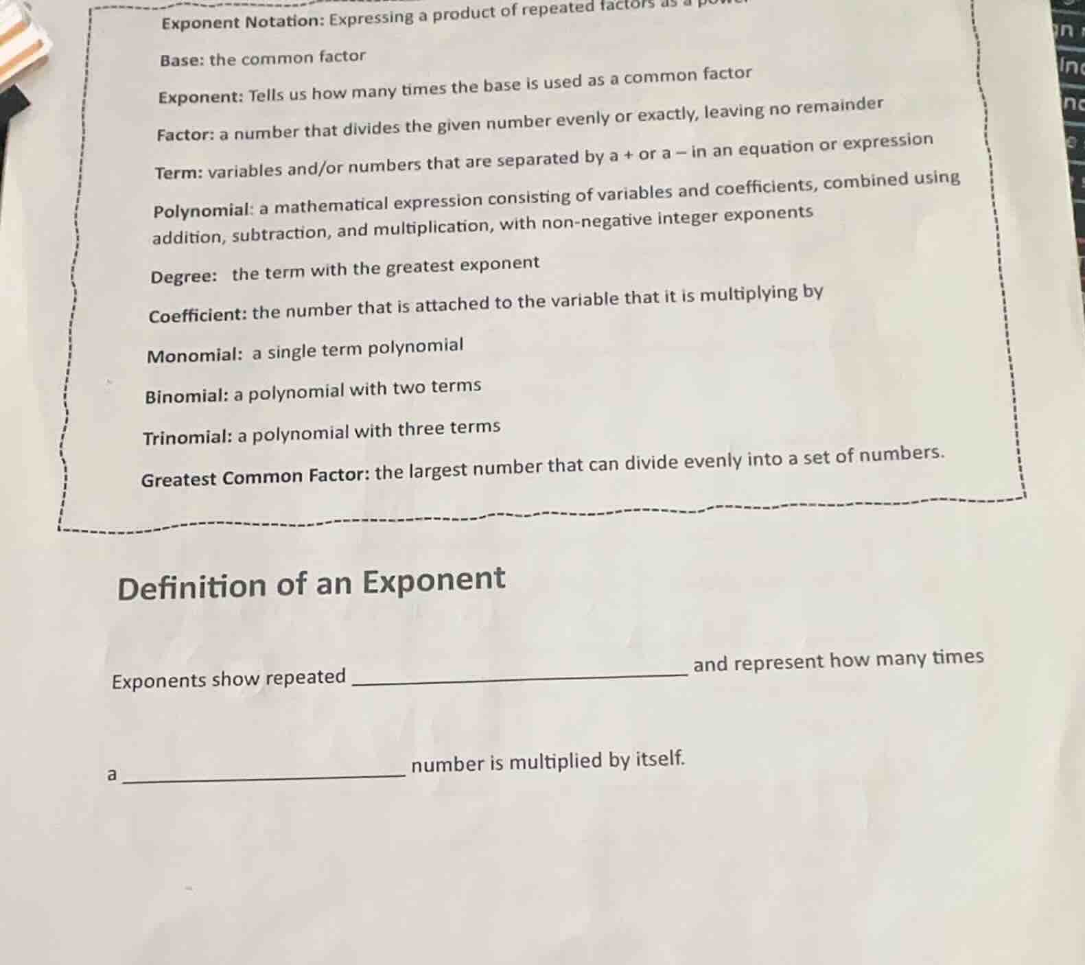 exponent notation: expressing a product of repeated factors as a power …
