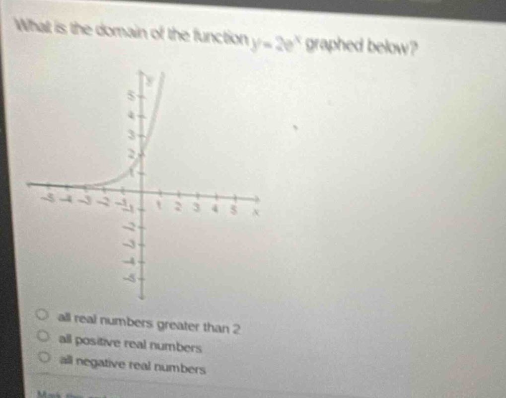 what is the domain of the function \\(y = 2e^x\\) graphed below? - all …