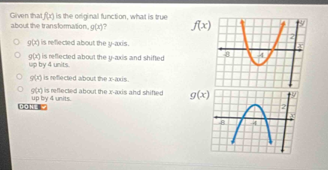 given that (f(x)) is the original function, what is true about the tran…