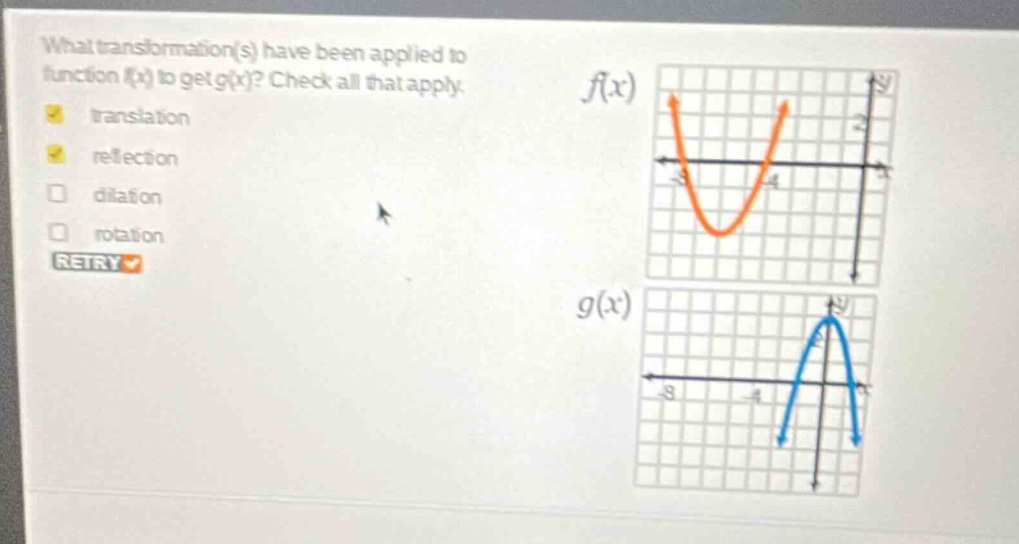 what transformation(s) have been applied to function \\(f(x)\\) to get …