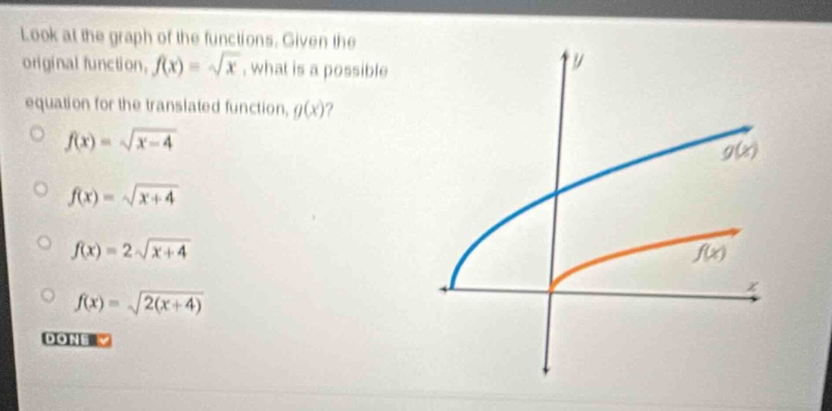 look at the graph of the functions. given the original function, (f(x) …