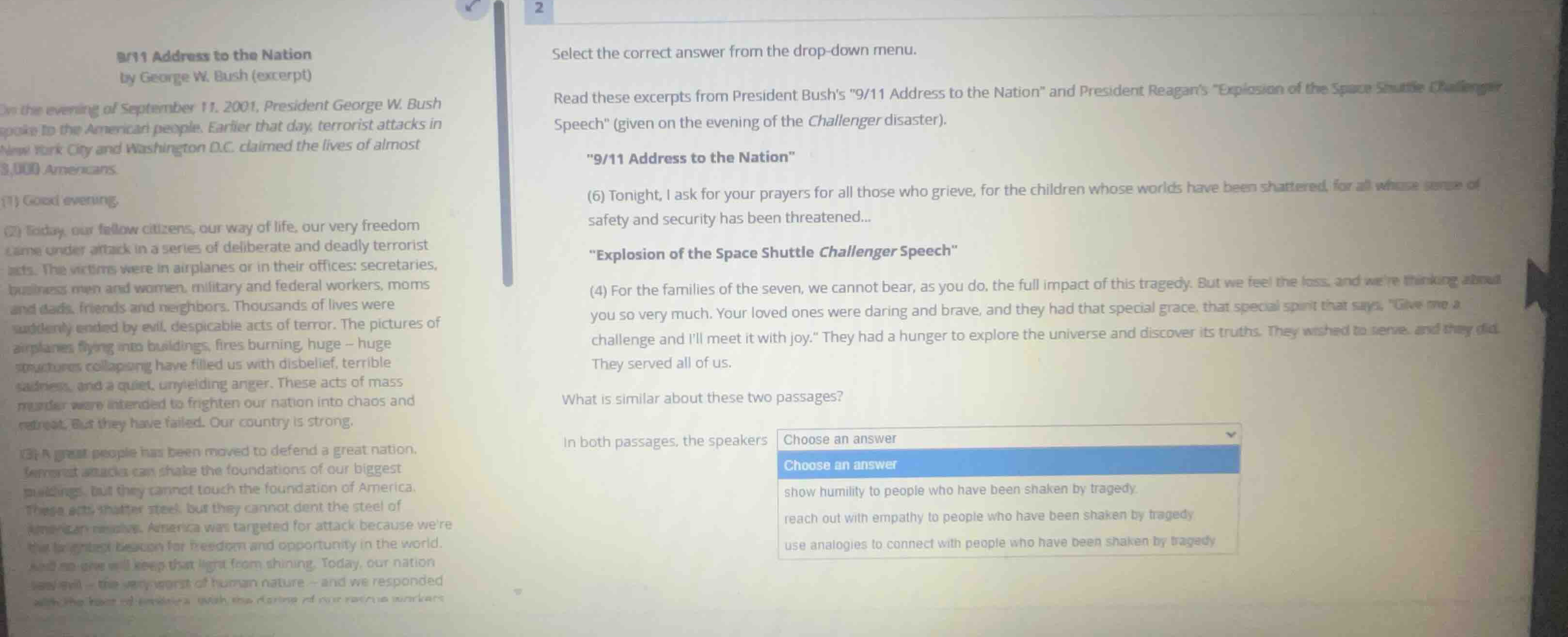 select the correct answer from the drop-down menu. read these excerpts …