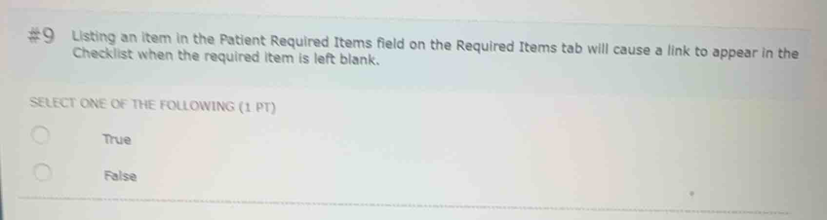 #9 listing an item in the patient required items field on the required …