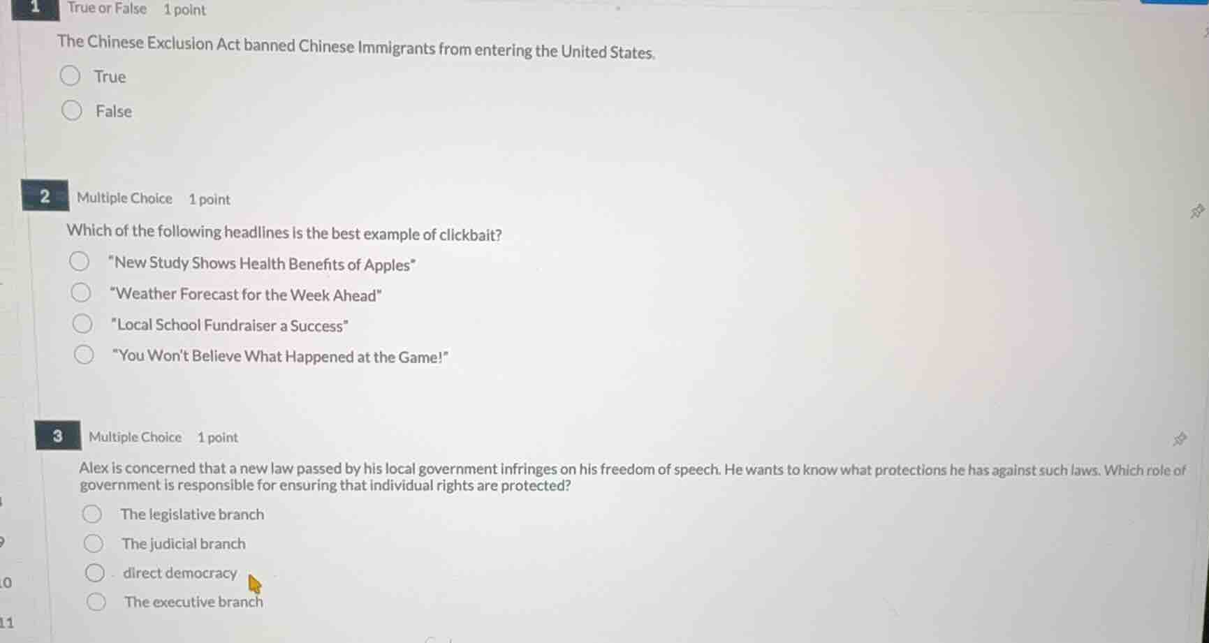1 true or false 1 point the chinese exclusion act banned chinese immigr…