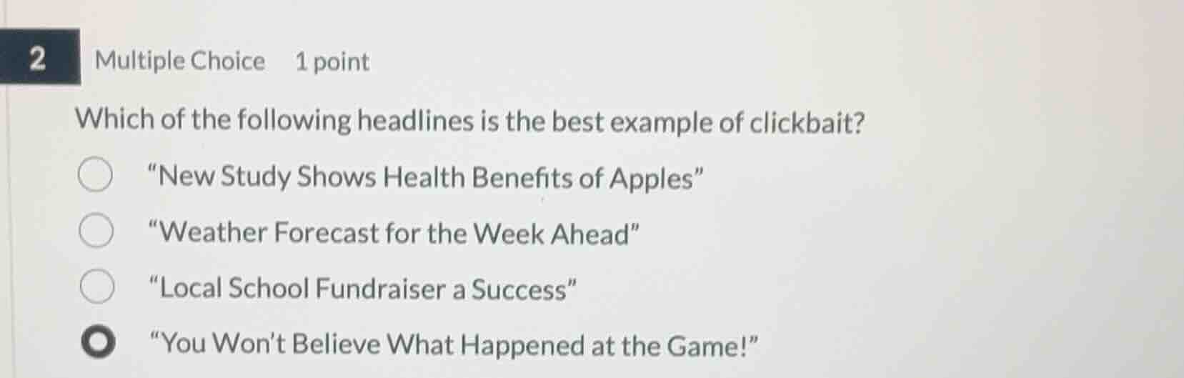which of the following headlines is the best example of clickbait? ew s…