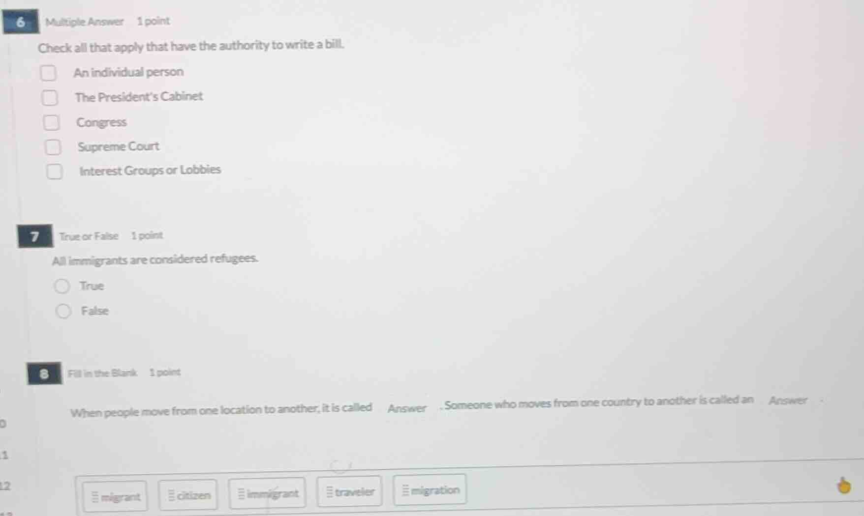 6 multiple answer 1 point check all that apply that have the authority …
