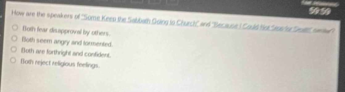 how are the speakers of \some keep the sabbath going to church\ and \be…