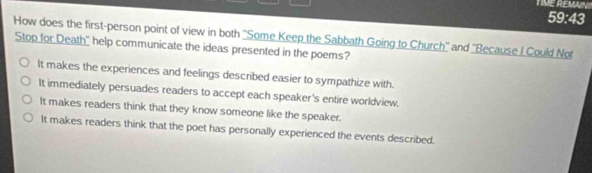 how does the first-person point of view in both \some keep the sabbath …