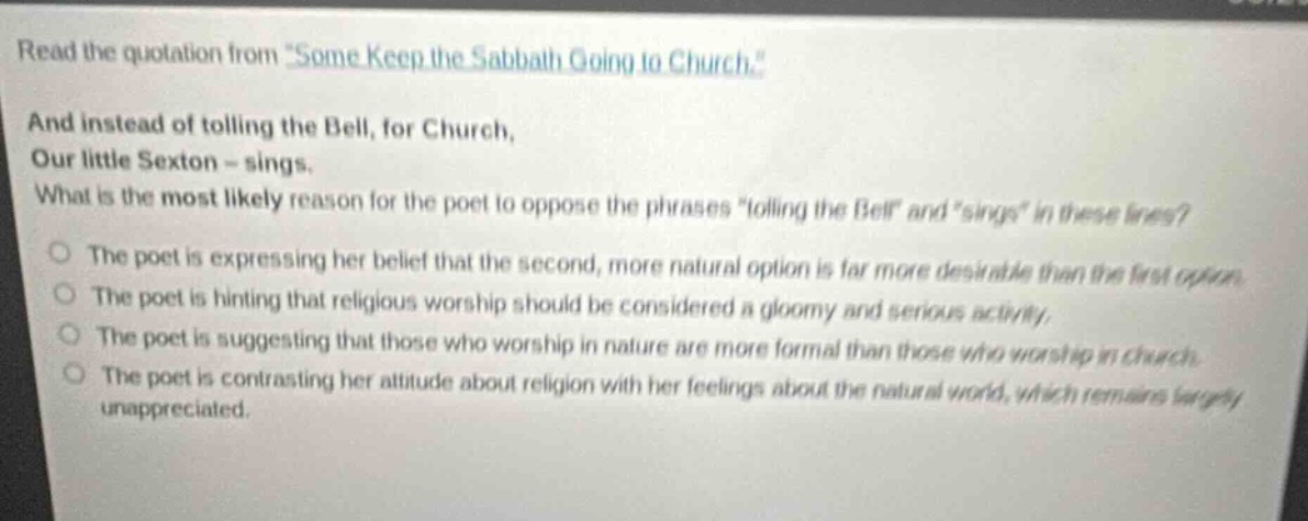 read the quotation from \some keep the sabbath going to church.\ and in…