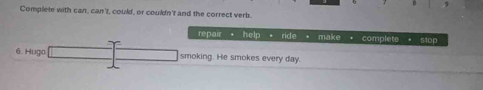 complete with can, cant, could, or couldnt and the correct verb. repair…