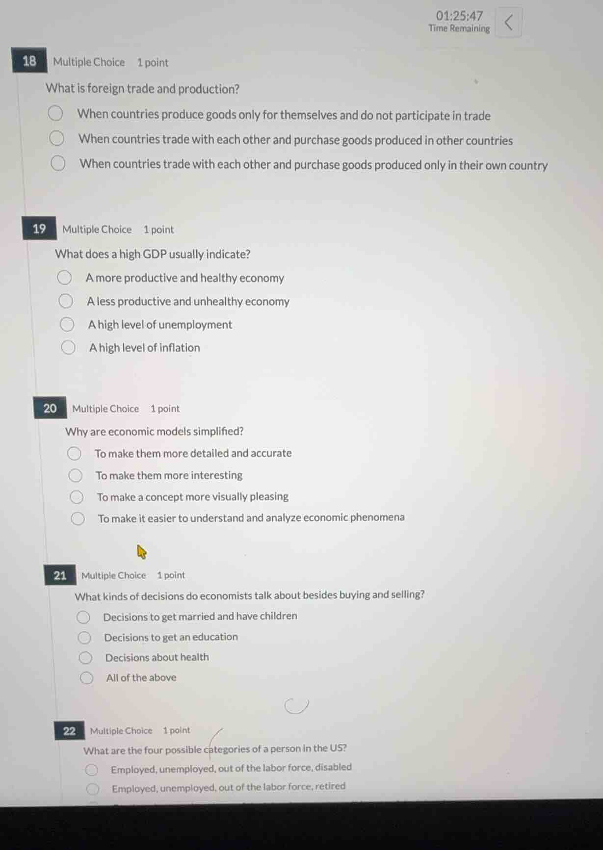 18 multiple choice 1 point what is foreign trade and production? when c…
