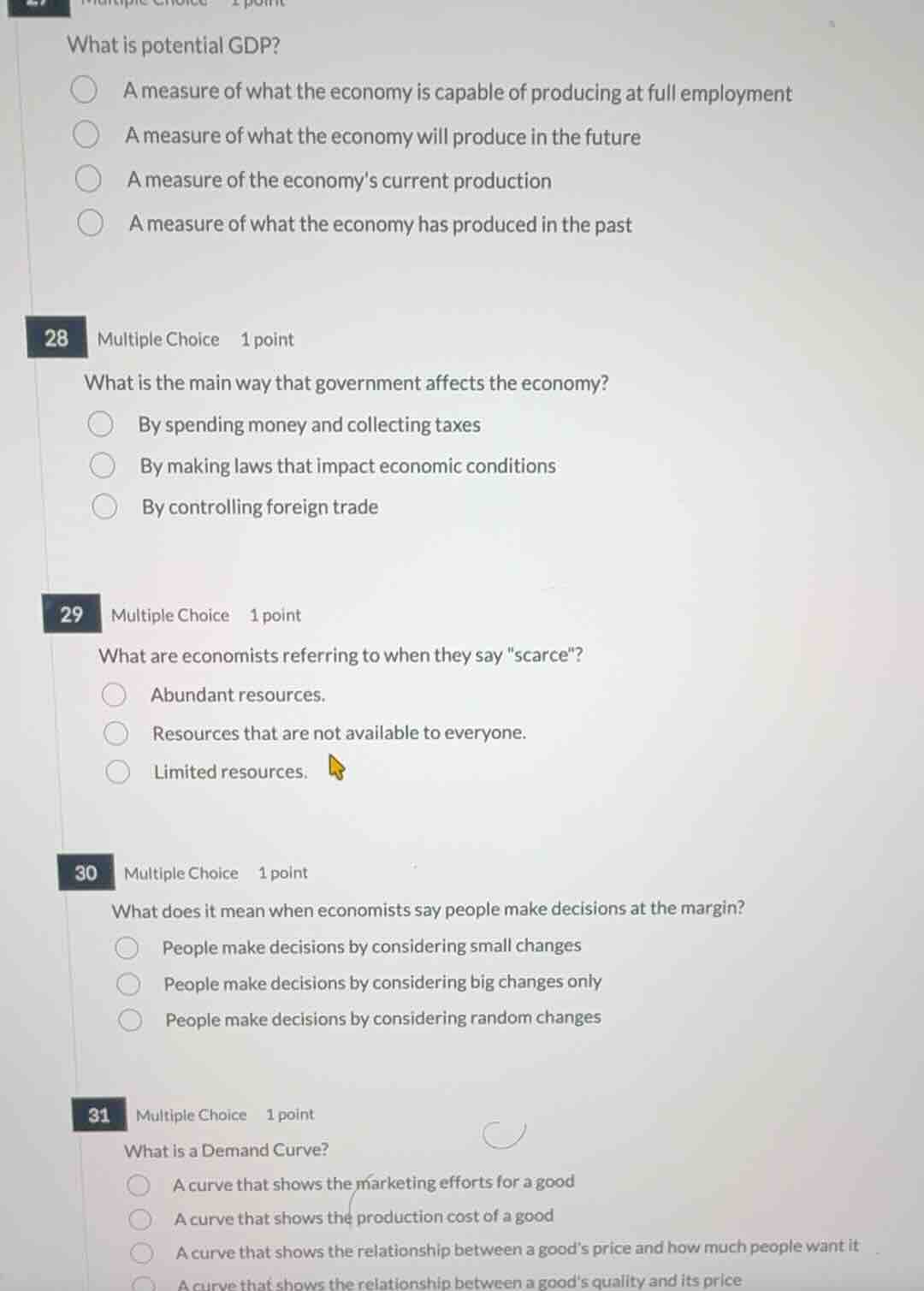27 multiple choice 1 point what is potential gdp? a measure of what the…