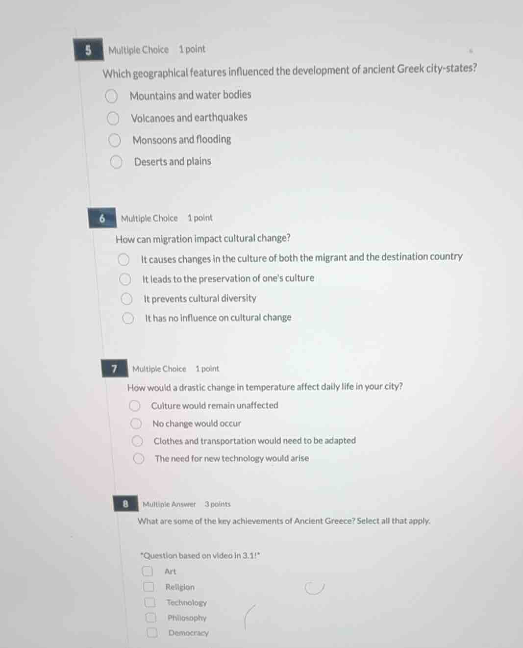 5 multiple choice 1 point which geographical features influenced the de…