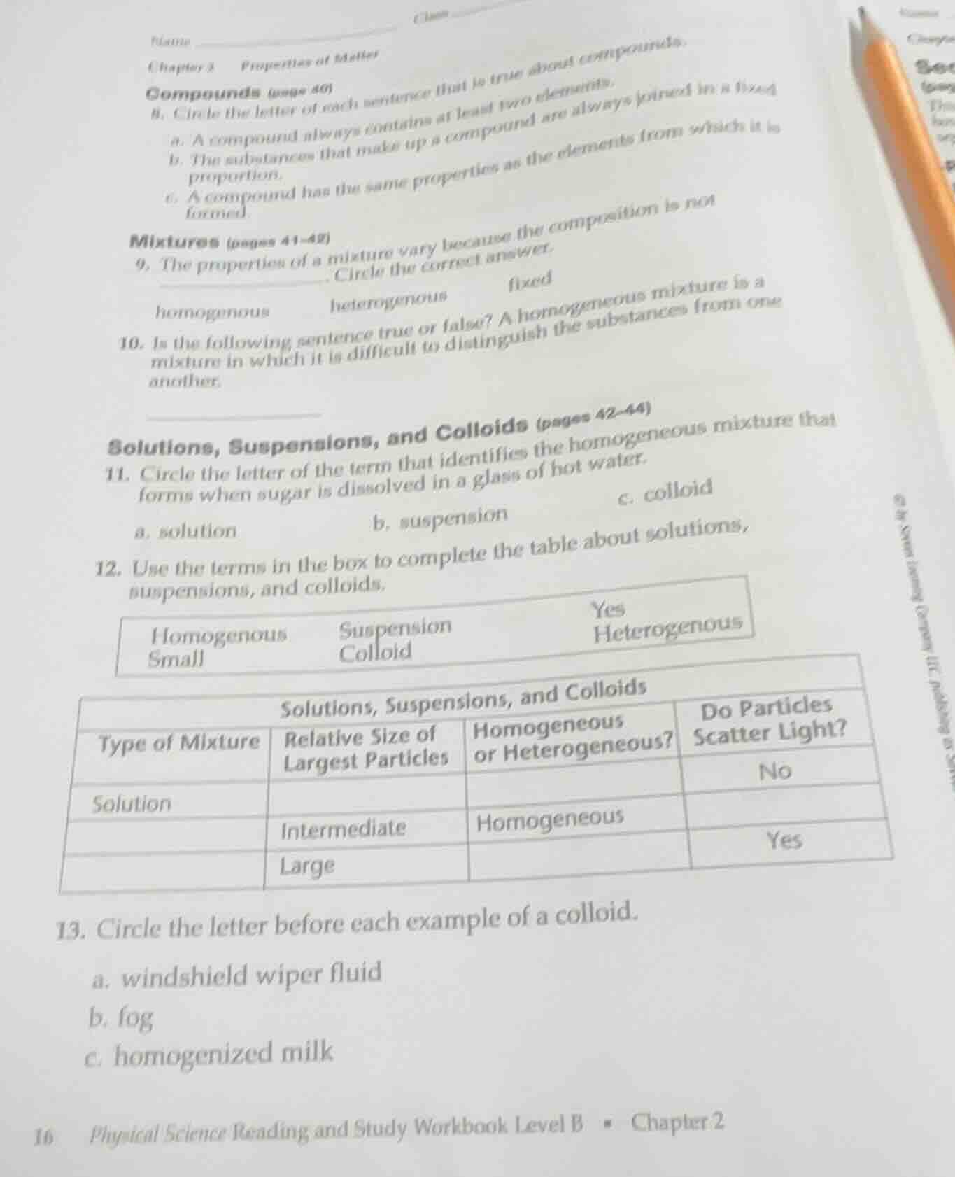 name ______ class ______ chapter 2 properties of matter compounds (page…