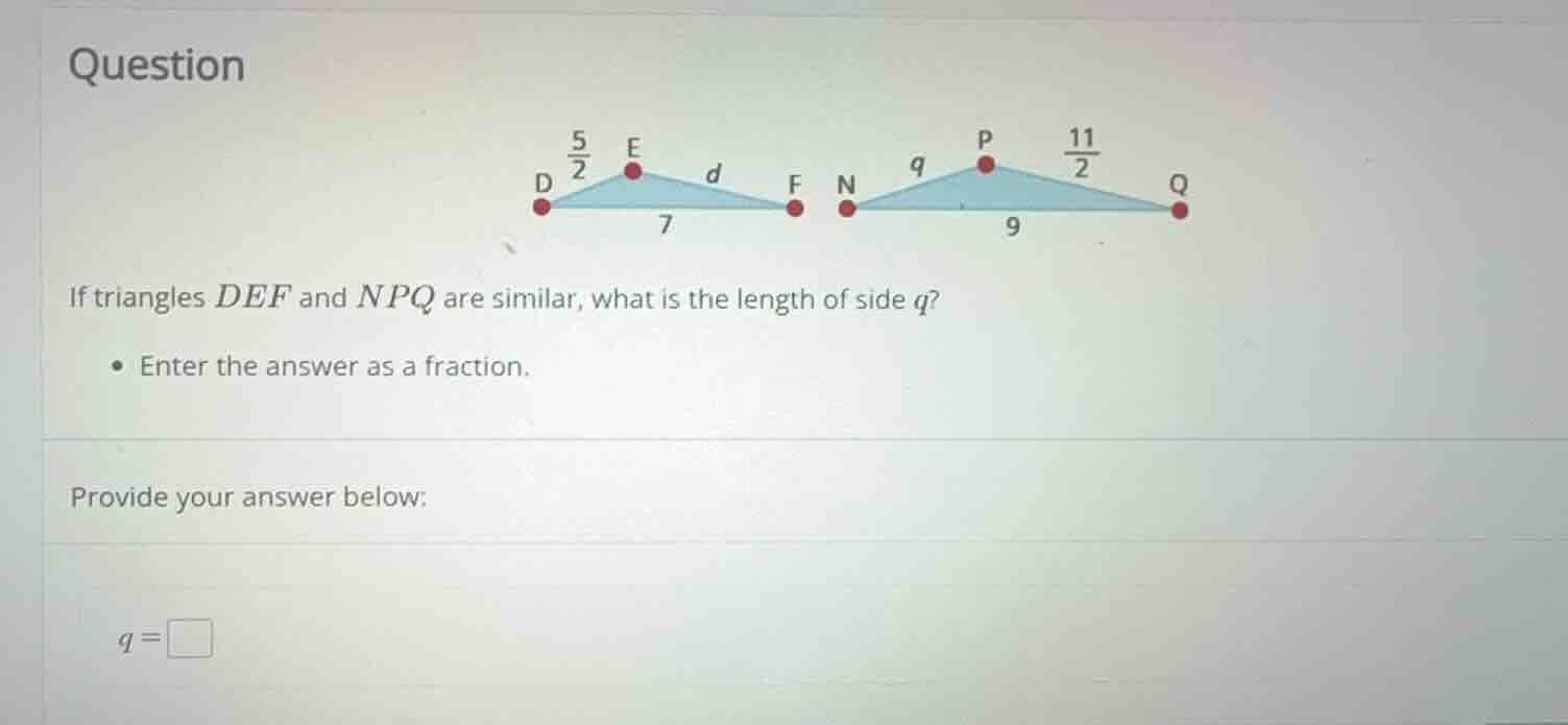 if triangles \\(def\\) and \\(npq\\) are similar, what is the length of…