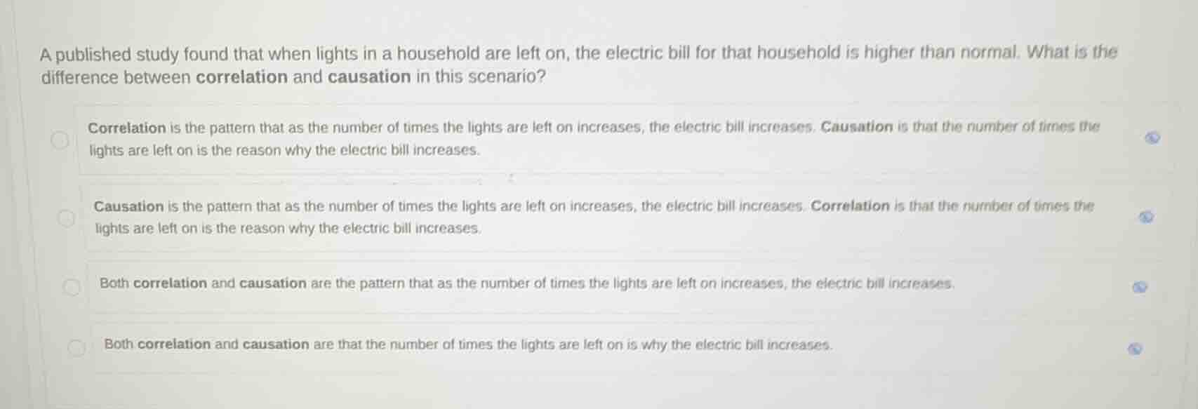 a published study found that when lights in a household are left on, th…