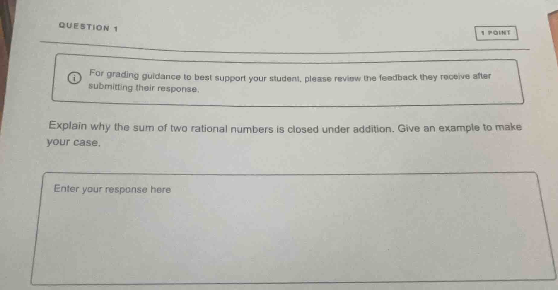 explain why the sum of two rational numbers is closed under addition. g…