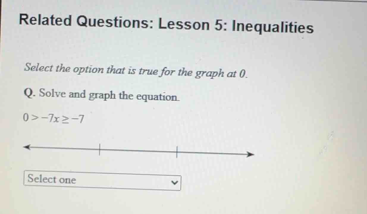 related questions: lesson 5: inequalities select the option that is tru…